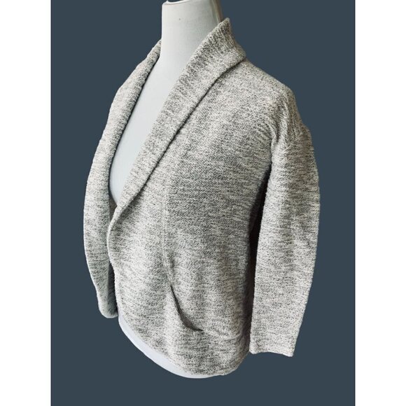 Talbots Sweaters - TALBOTS LADIES PETITE OPEN FRONT COLLARED GRAY METALLIC THREADING EUC P